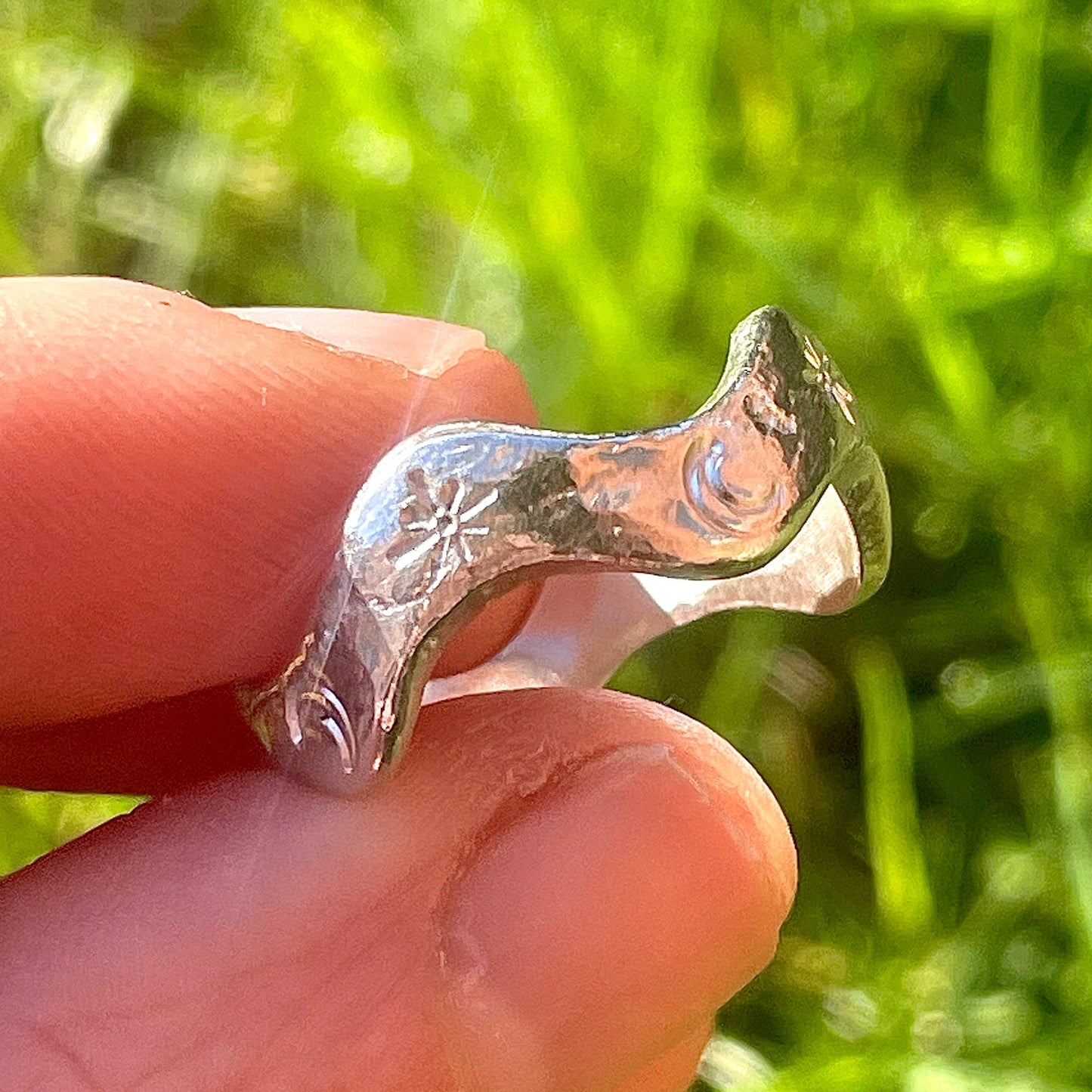 Sandcast moon & star silver wave ring | made to order