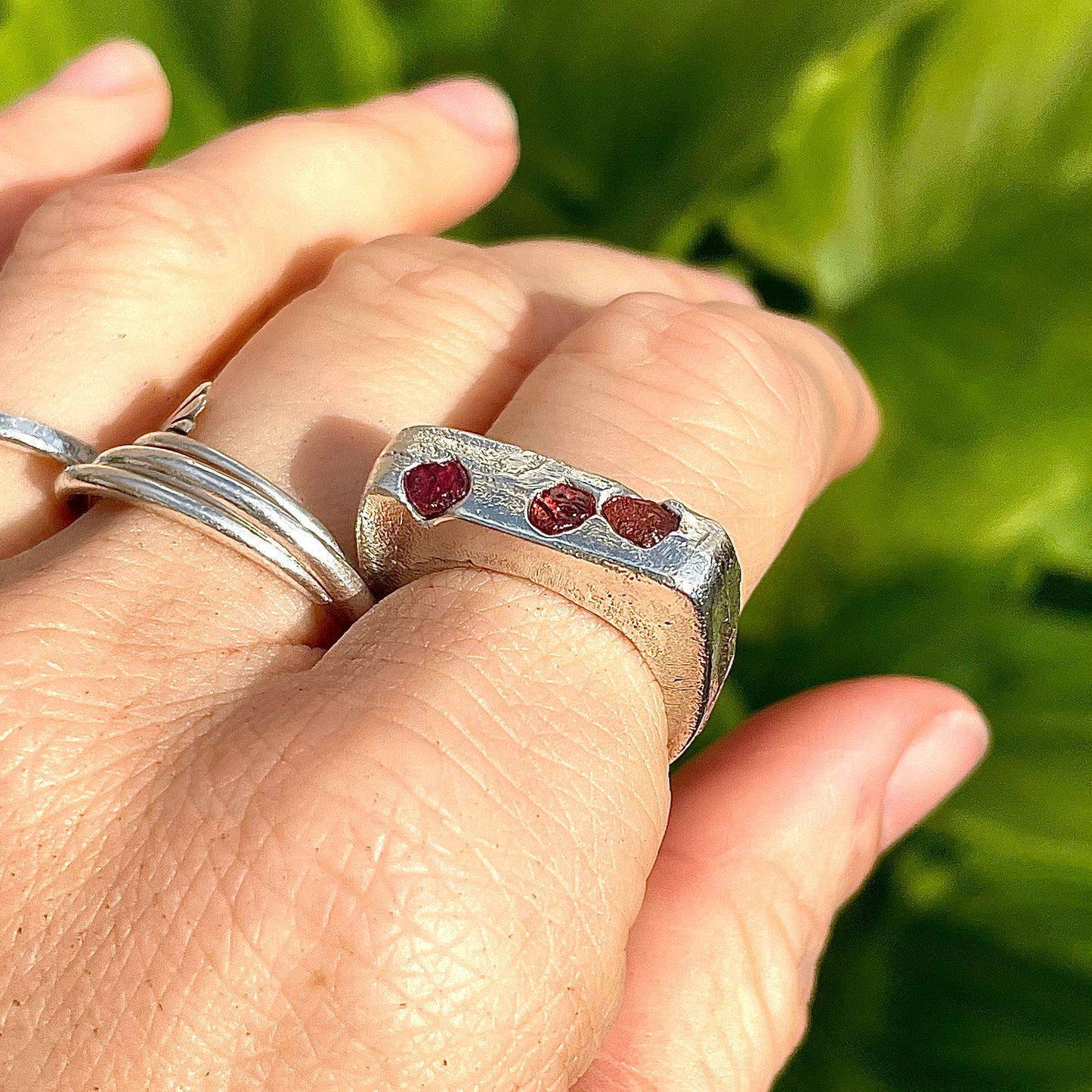 orange raw sapphire signet | M | one of a kind