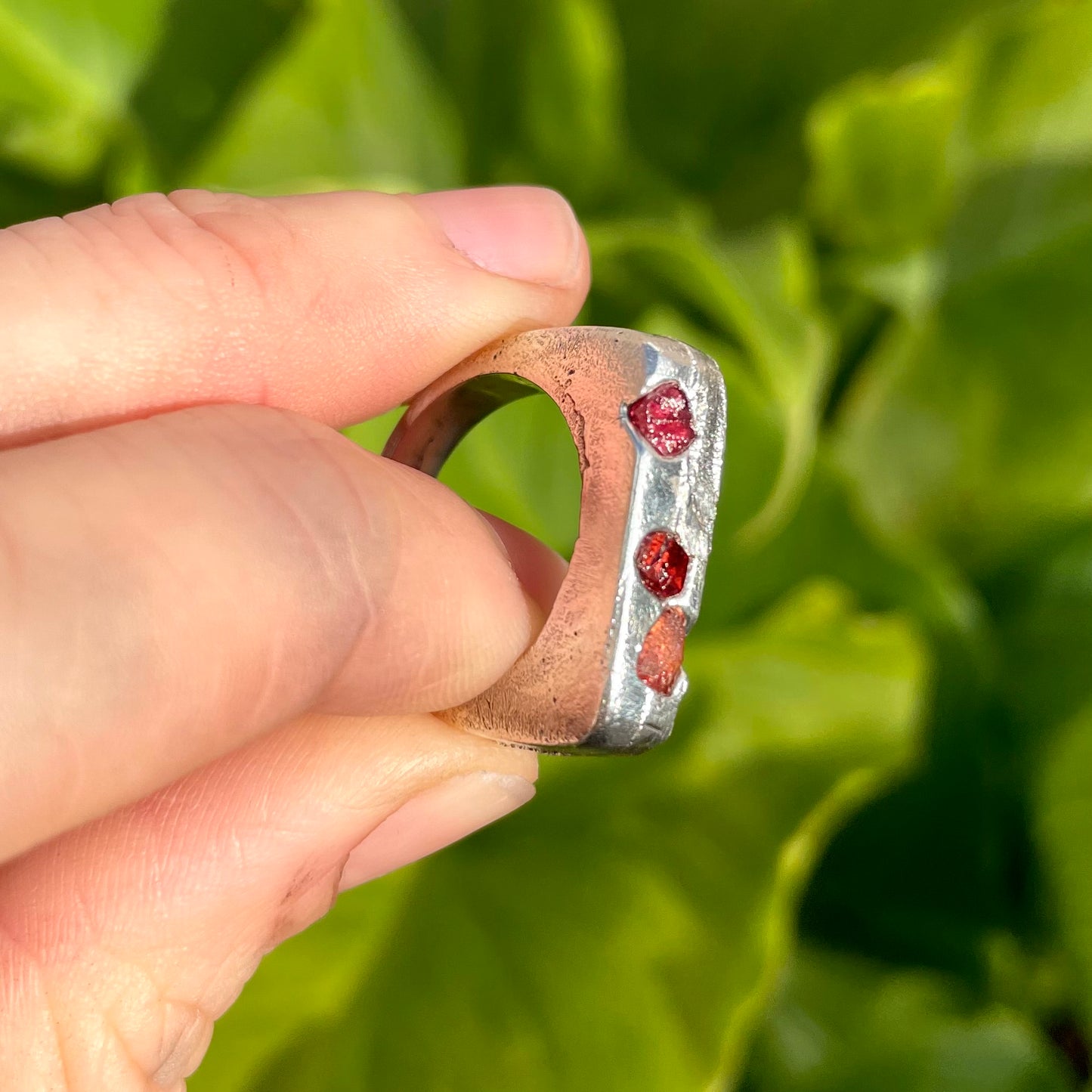 orange raw sapphire signet | M | one of a kind