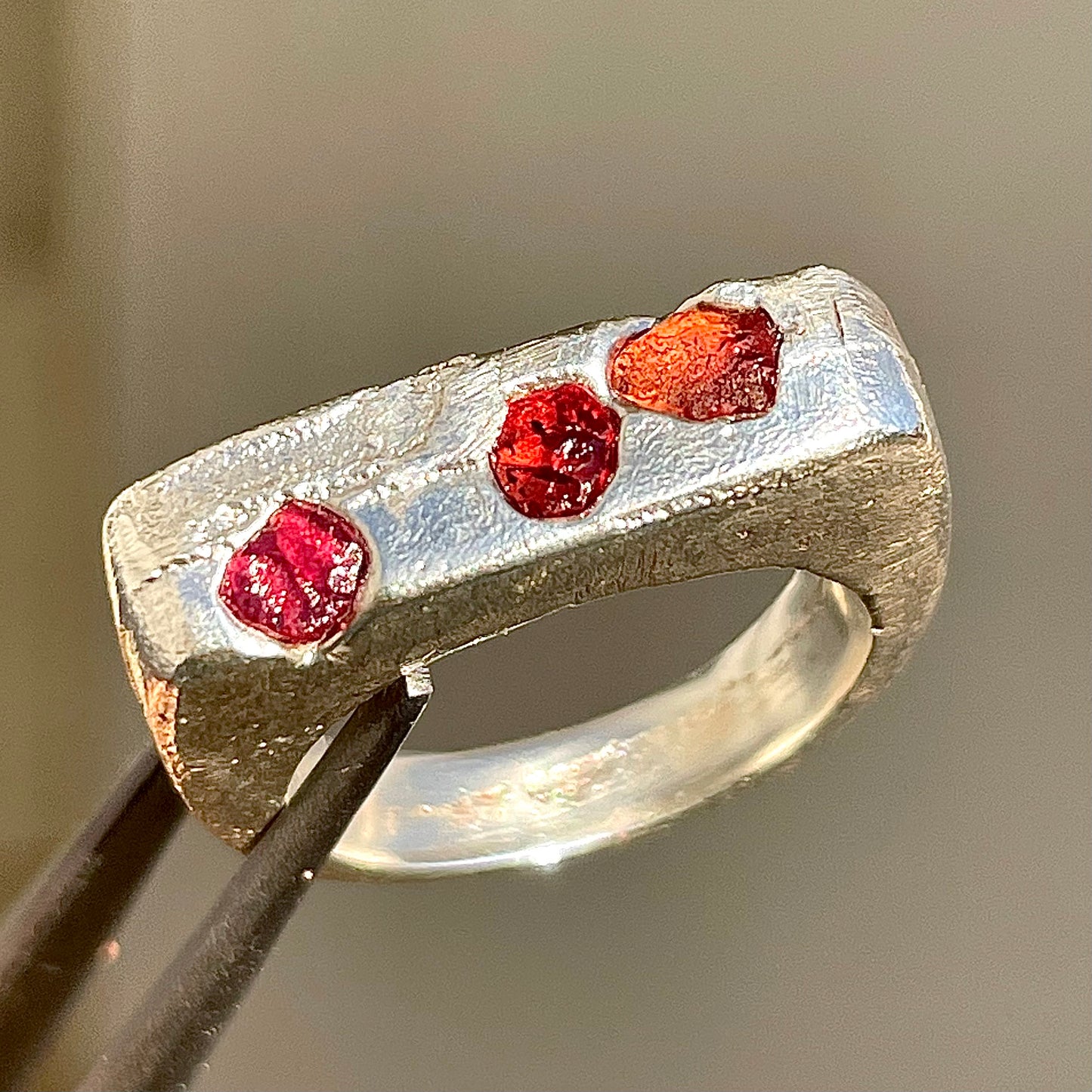 orange raw sapphire signet | M | one of a kind