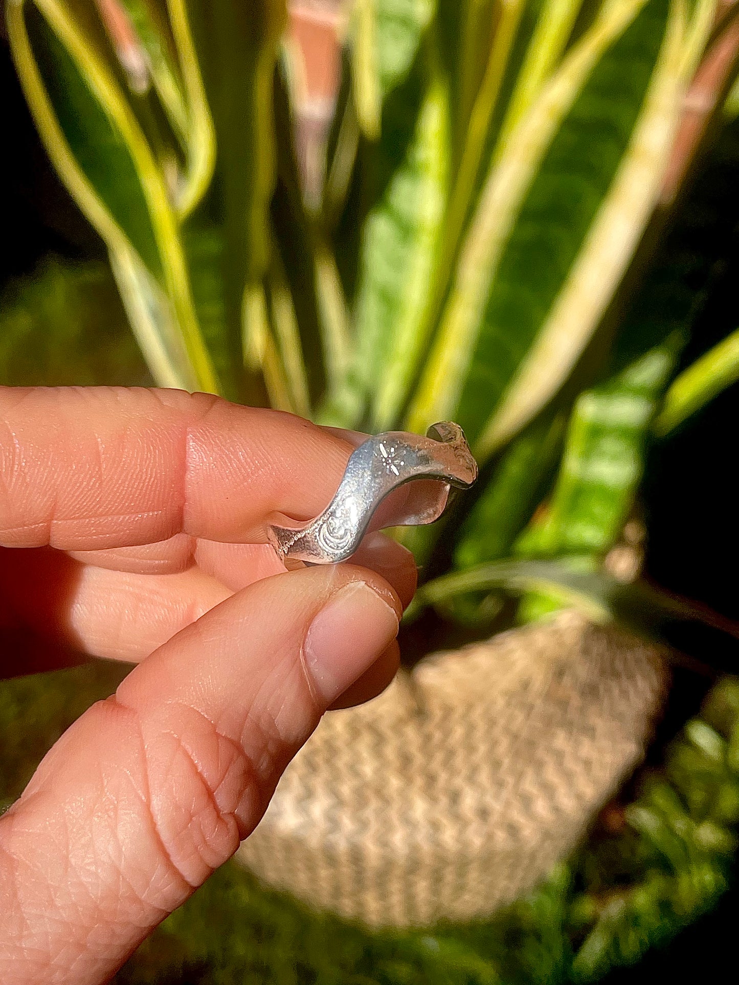 Sandcast moon & star silver wave ring | made to order