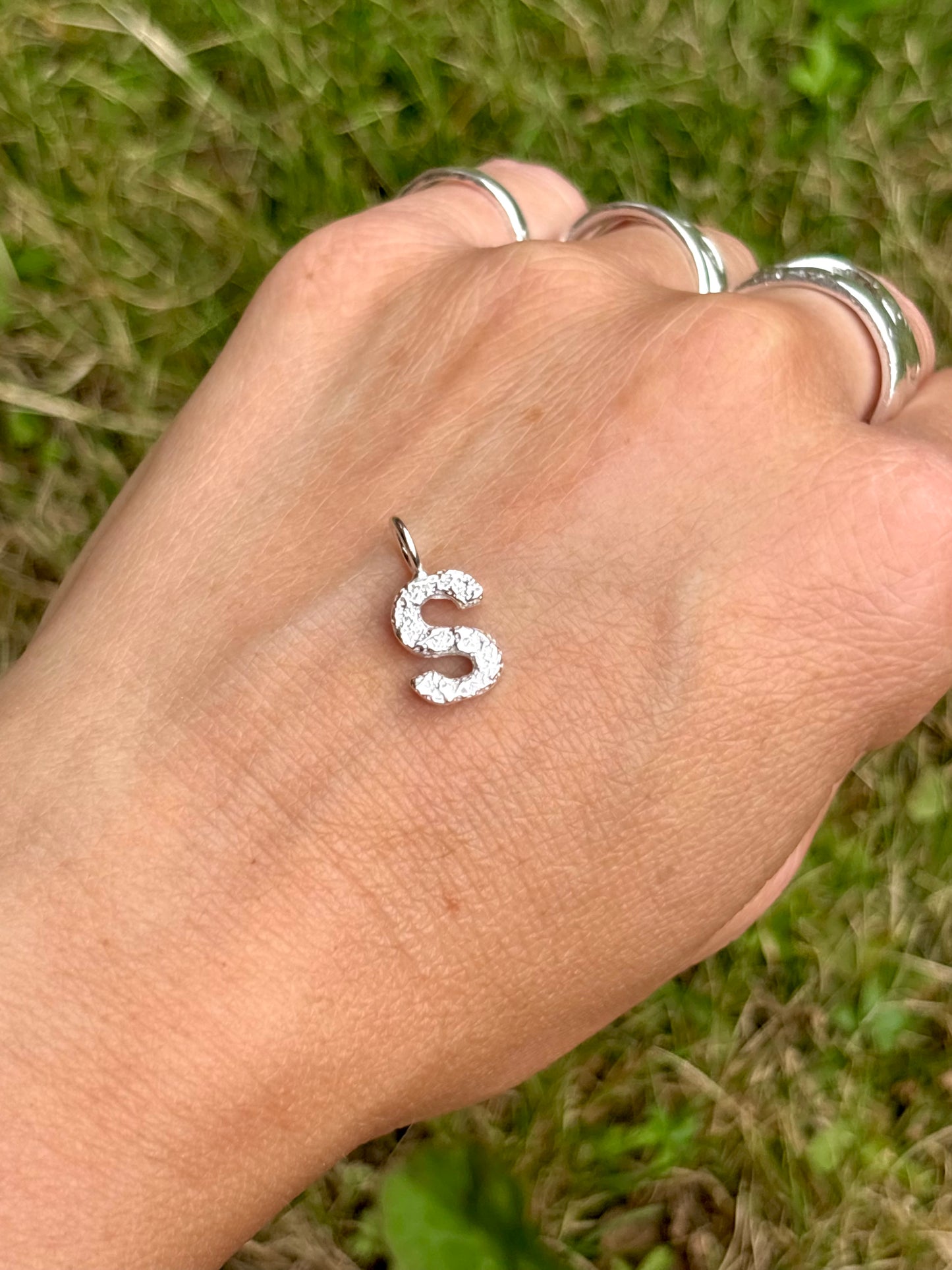 beach sand sandcast initial pendent