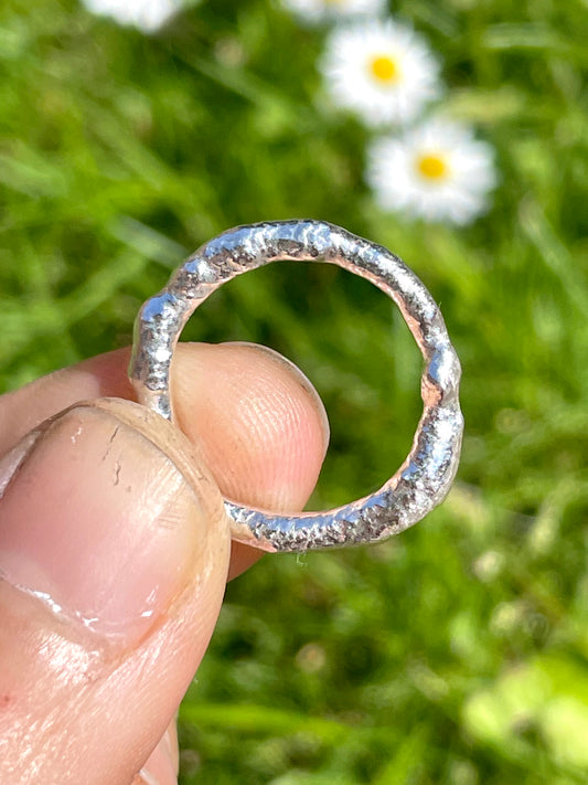 Molten silver mini pinky ring | made to order