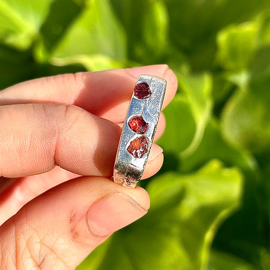 orange raw sapphire signet | M | one of a kind