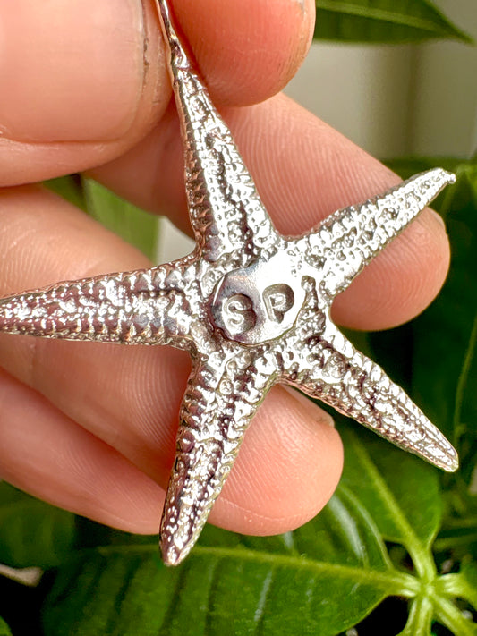 personalised silver sandcast starfish pendant