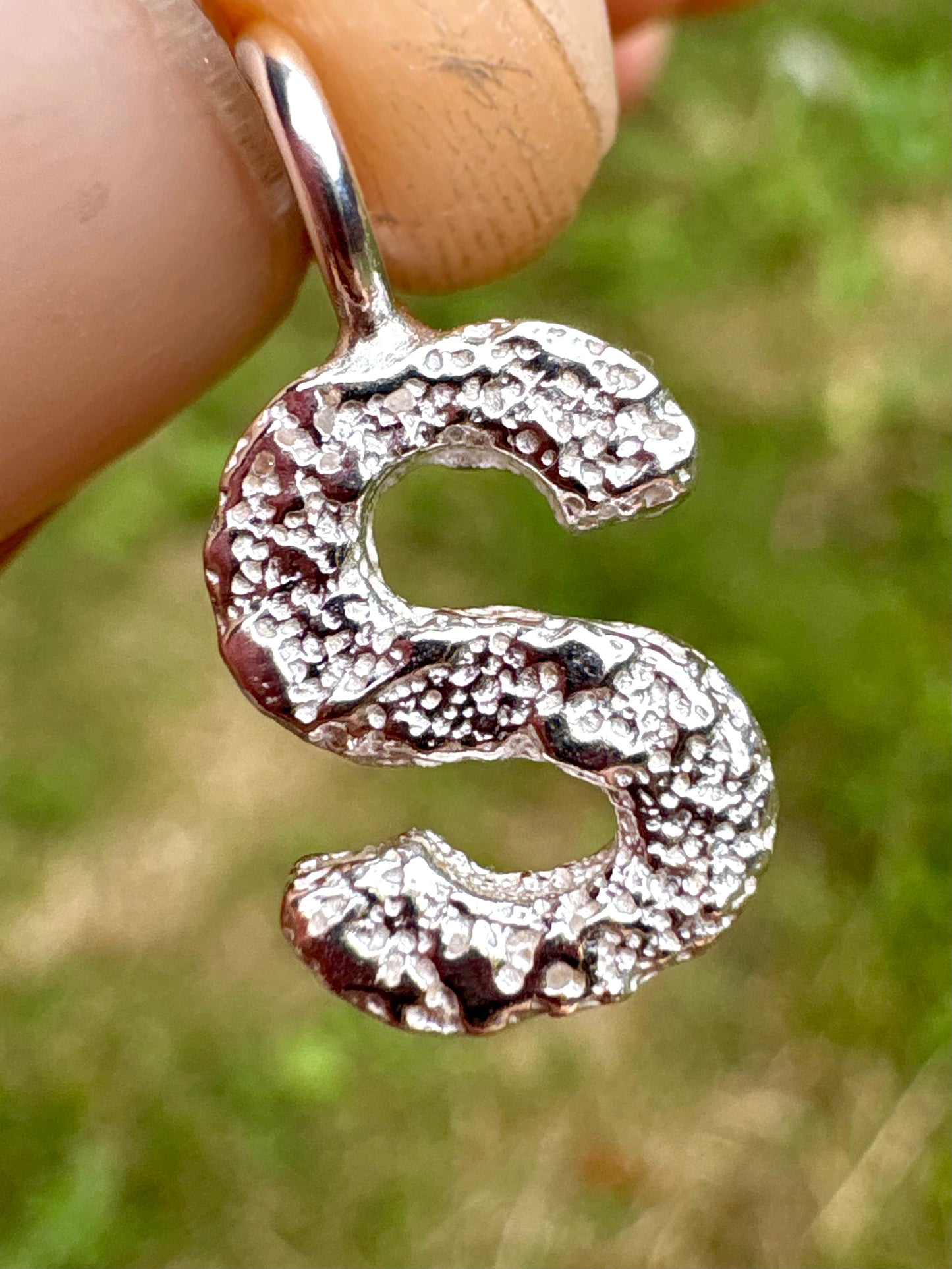 beach sand sandcast initial pendent