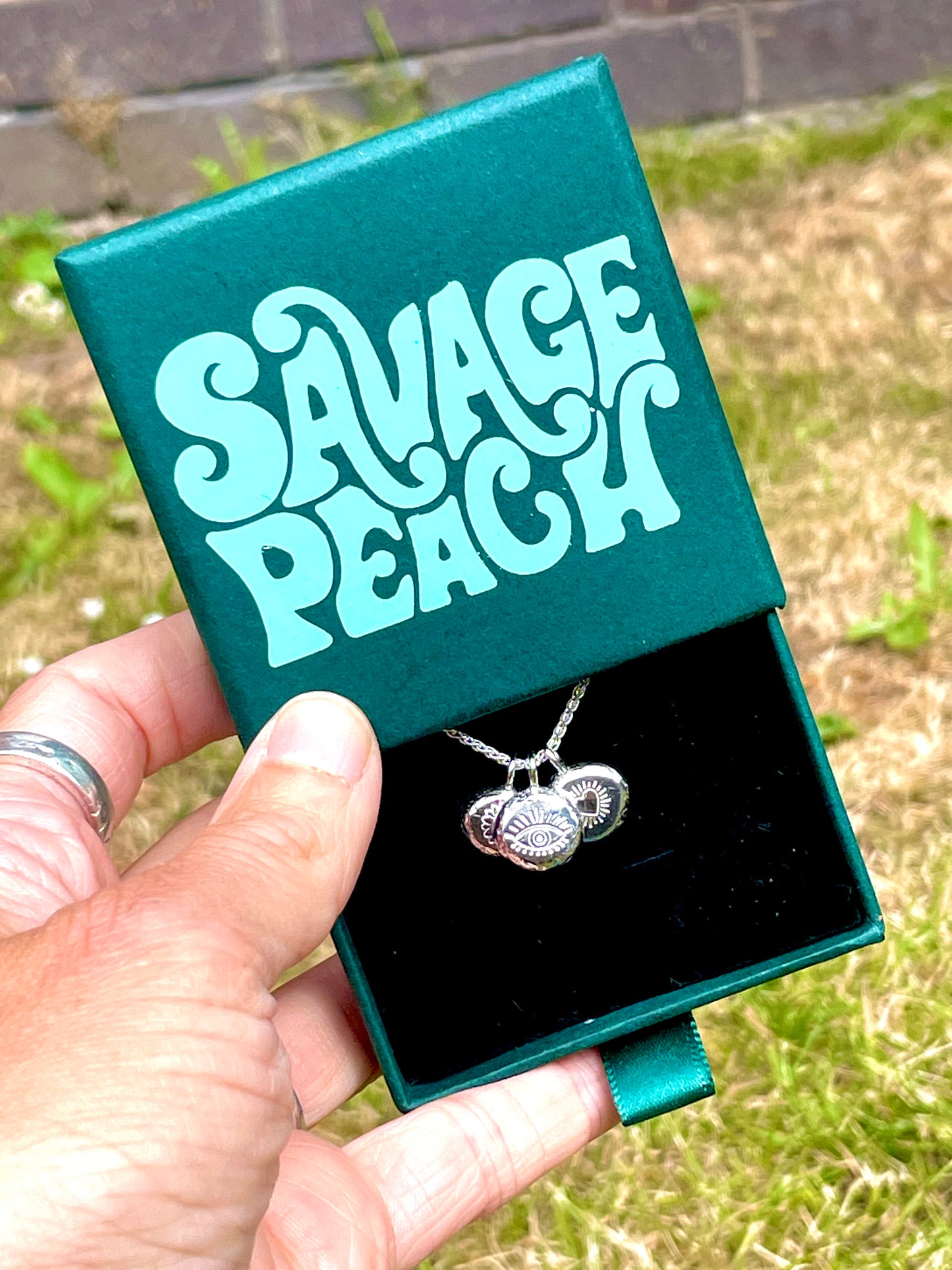 triple pebble | hand stamped silver pebble pendants