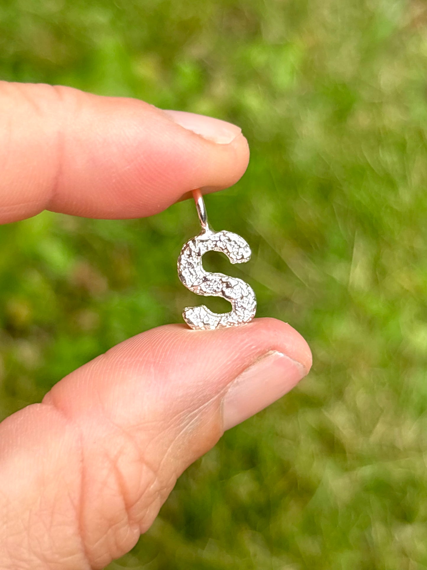 beach sand sandcast initial pendent