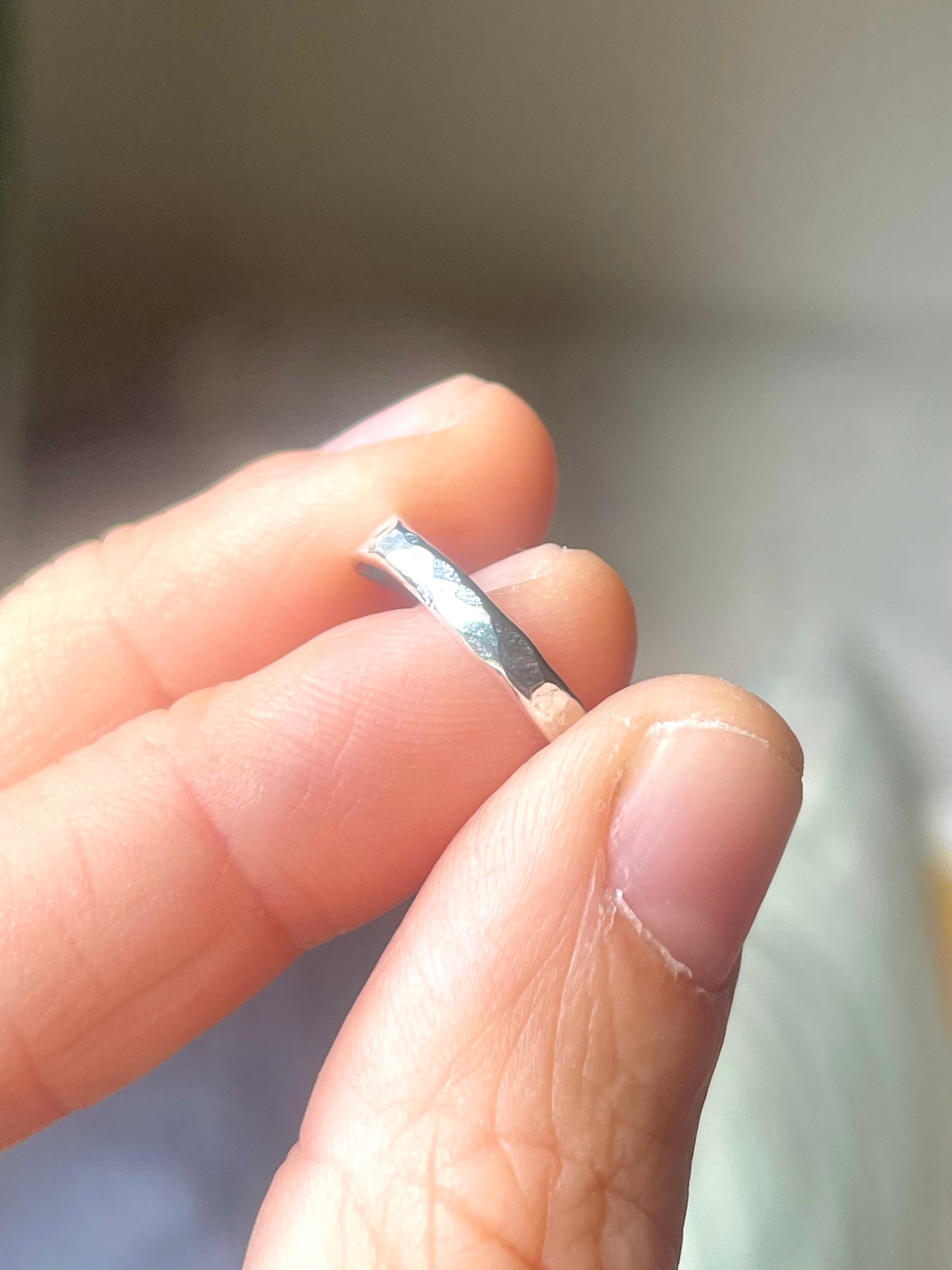 Tiny silver moon pinky ring