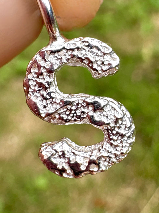 beach sand sandcast initial pendent