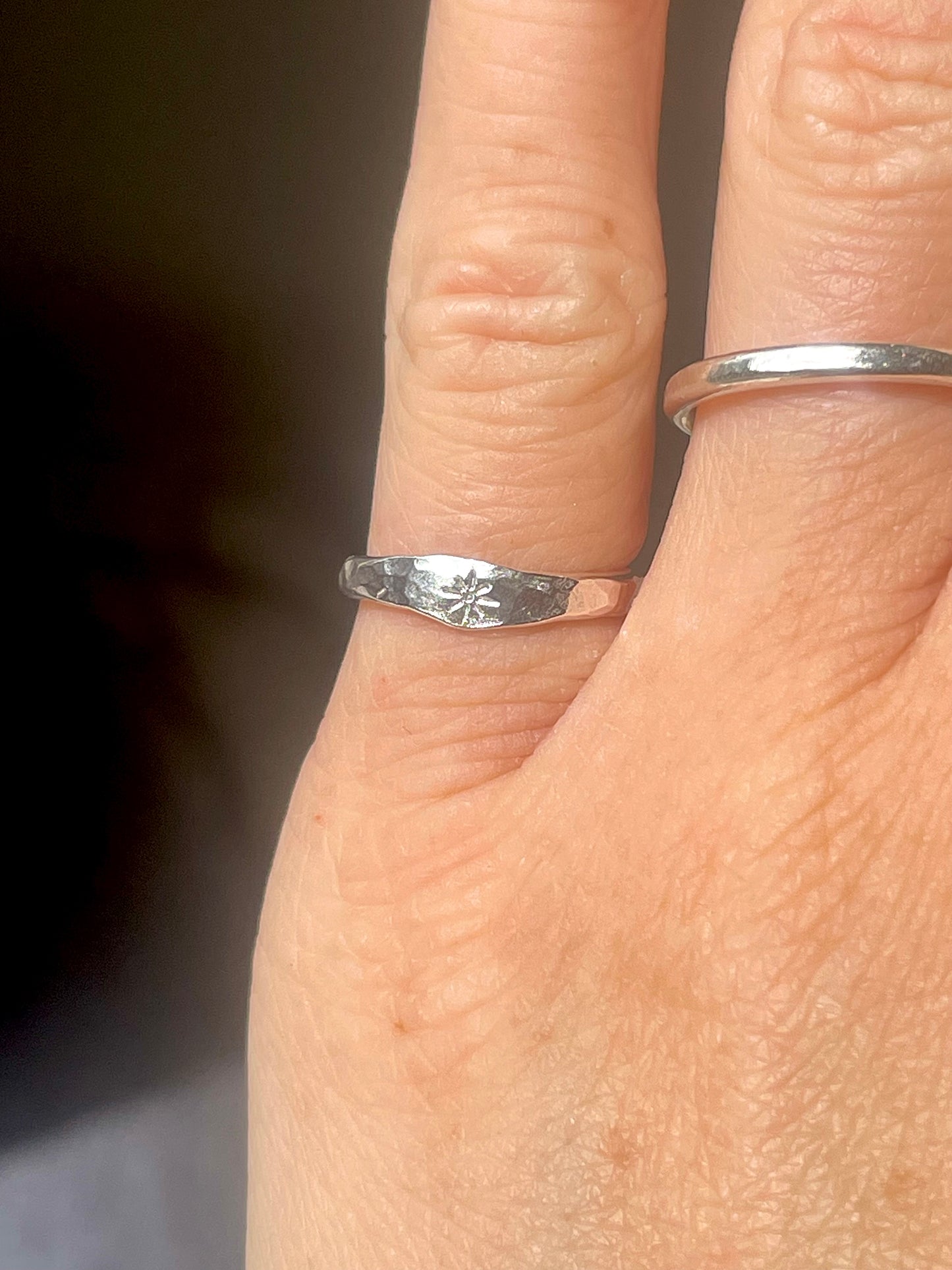 Tiny silver star pinky ring